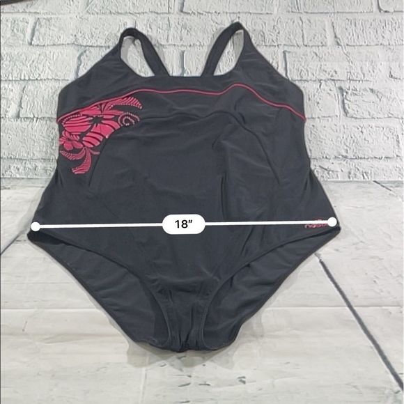 Women's Nabaiji Black/Pink One Piece Non Padded Swimsuit (L) C19 - Picture 11 of 11